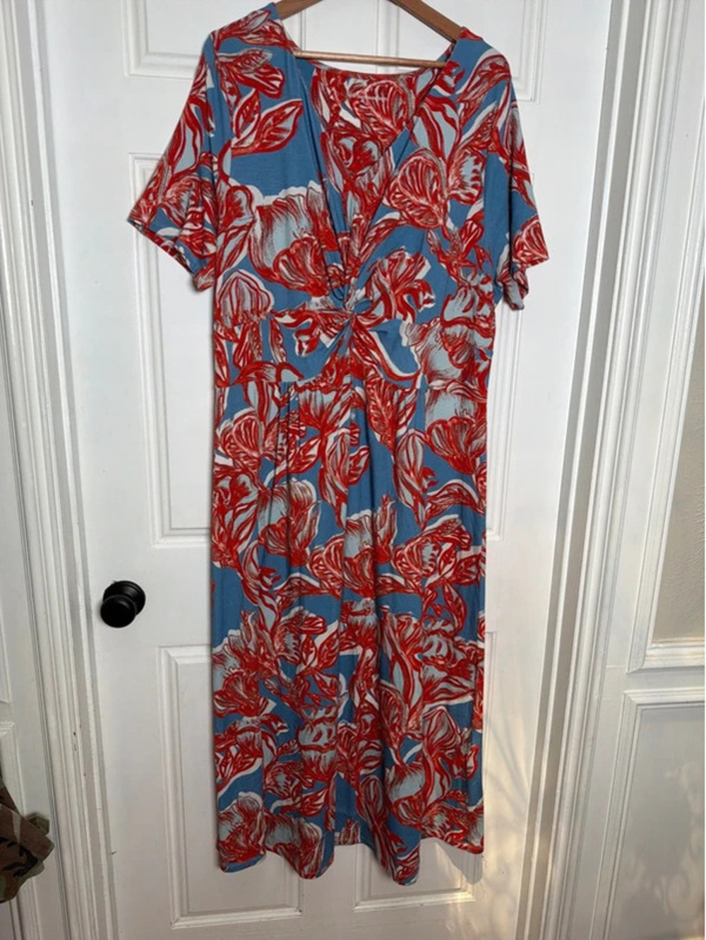 Soft Surroundings Blue Red Floral Maxi Dress 1X
